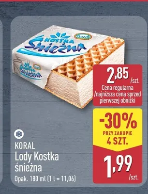 Lody Kostka Śnieżna Koral promocja w Aldi