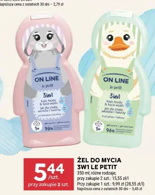 Żel do mycia 3w1 On Line Le Petit Bunny promocja w Stokrotka