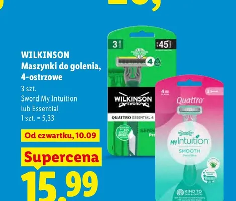 Maszynki do golenia 4-ostrzowe Sword My Intuition Wilkinson promocja w Lidl