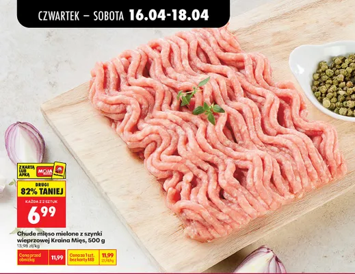 Chude mięso mielone z szynki wieprzowej Kraina Mięs promocja w Biedronka