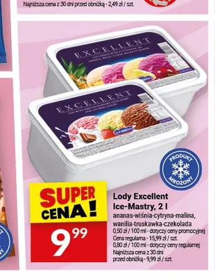 Lody Excellent Ice-Mastry wanilia-truskawka-czekolada promocja w Twój Market