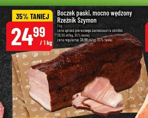 Boczek paski mocno wędzony Rzeźnik Szymon promocja w POLOmarket