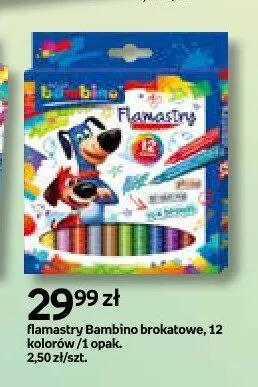 Flamastry brokatowe Bambino 12 kolorów promocja w Empik