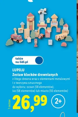 Zestaw klocków drewnianych las Lupilu promocja w Lidl