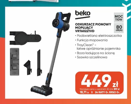 Odkurzacz pionowy mopujący Beko VRT60221VD promocja w Max Elektro
