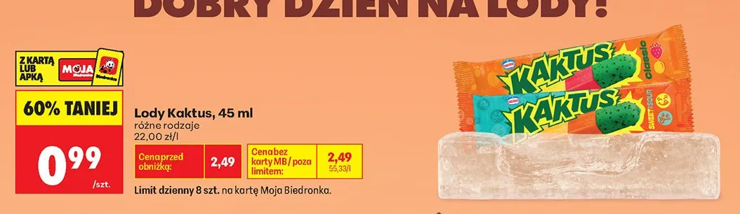 Lody Kaktus Classic promocja w Biedronka