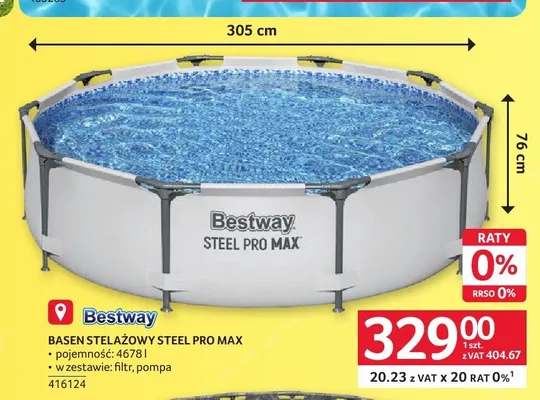 Basen stelażowy Bestway Steel Pro Max 305 cm promocja w Selgros