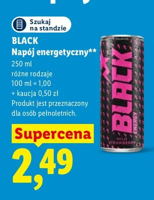 Napój energetyczny Black promocja w Lidl