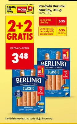 Parówki Berlinki Morliny promocja w Biedronka