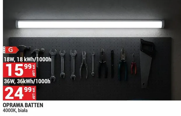 Oprawa Batten 36W, 36kWh/1000h 4000K, biała promocja w Merkury Market
