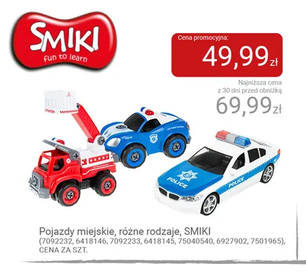 Pojazdy miejskie Smiki promocja w Smyk