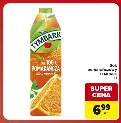 Sok pomarańczowy Tymbark promocja w Carrefour Market