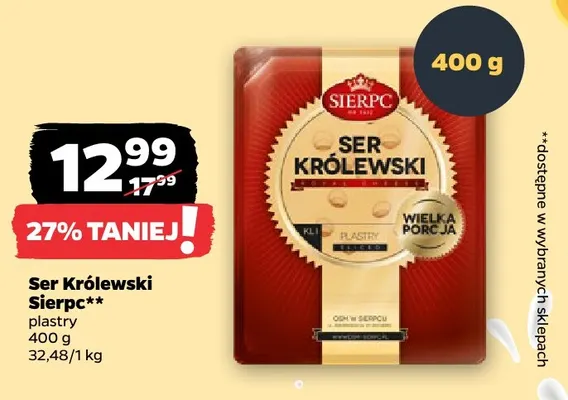 Ser Królewski w plastrach Sierpc promocja w Netto