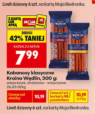 Kabanosy klasyczne wieprzowe Kraina wędlin promocja w Biedronka