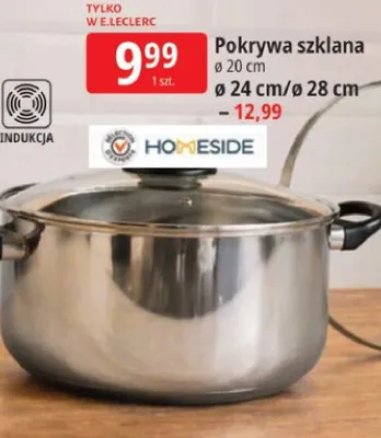 Pokrywa szklana Homeside ø20cm promocja w Leclerc