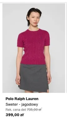 Sweter jagodowy Polo Ralph Lauren promocja w Lounge by Zalando