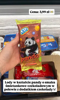 Lody Koral Pando o smaku śmietankowo-czekoladowym promocja w Dino