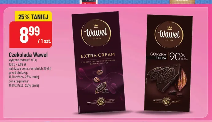 Czekolada Wawel Gorzka Extra 90% promocja w POLOmarket