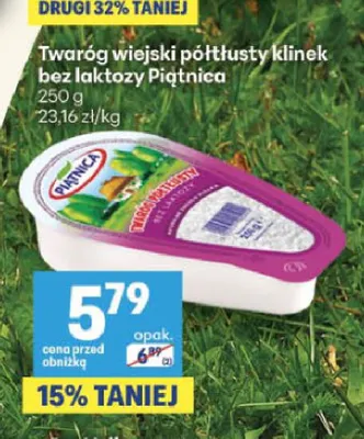 Twaróg wiejski półtłusty klinek bez laktozy Piątnica promocja w Delikatesy Centrum