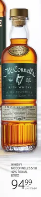 Whisky McConnell's 5 YO 42% promocja w Selgros