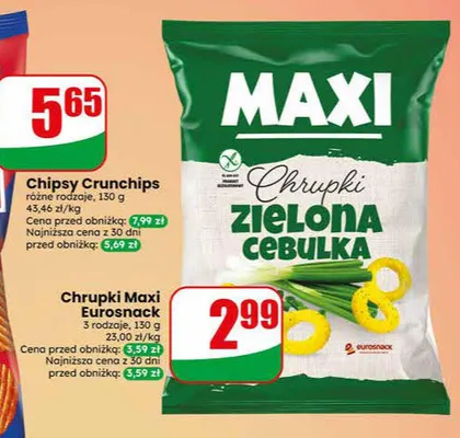 Chrupki Maxi Zielona Cebulka Eurosnack promocja w Dino