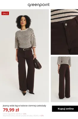 Jeansy wide leg w kolorze ciemnej czekolady Greenpoint promocja w Greenpoint