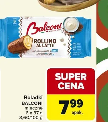 Roladki mleczne Balconi 6-pak 37g promocja w Carrefour Market