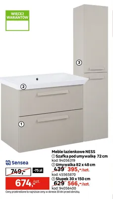 Szafka pod umywalkę Sensea NESS 72 cm promocja w Leroy Merlin