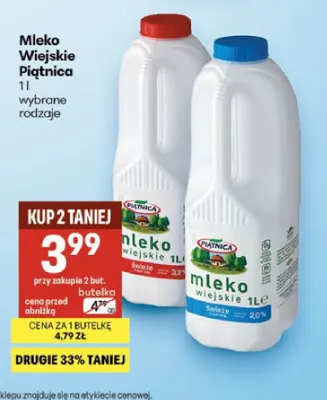 Mleko wiejskie Piątnica 2,0% promocja w Delikatesy Centrum