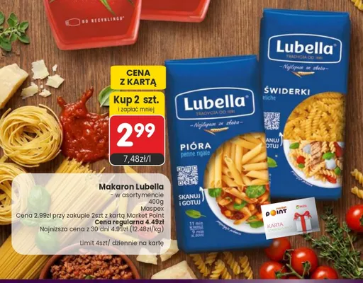 Makaron świderki eliche Lubella promocja w Market Point