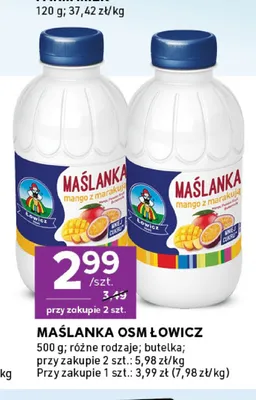 Maślanka Łowicz mango z marakują promocja w Stokrotka