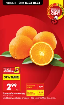 Pomarańcze na wagę promocja w Biedronka