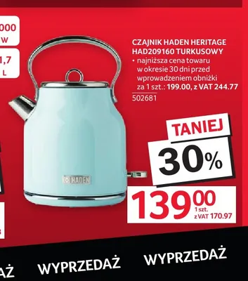 Czajnik Haden Heritage HAD209160 turkusowy promocja w Selgros