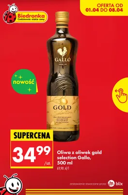 Oliwa z oliwek gold selection 500 ml Gallo promocja w Biedronka