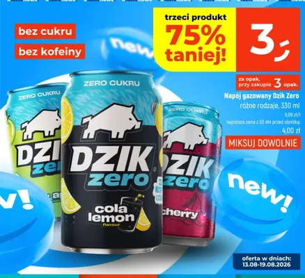 Napój gazowany Dzik Zero Mango promocja w Dealz