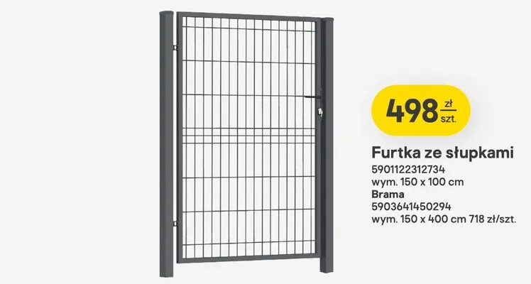 Furtka ze słupkami promocja w Castorama