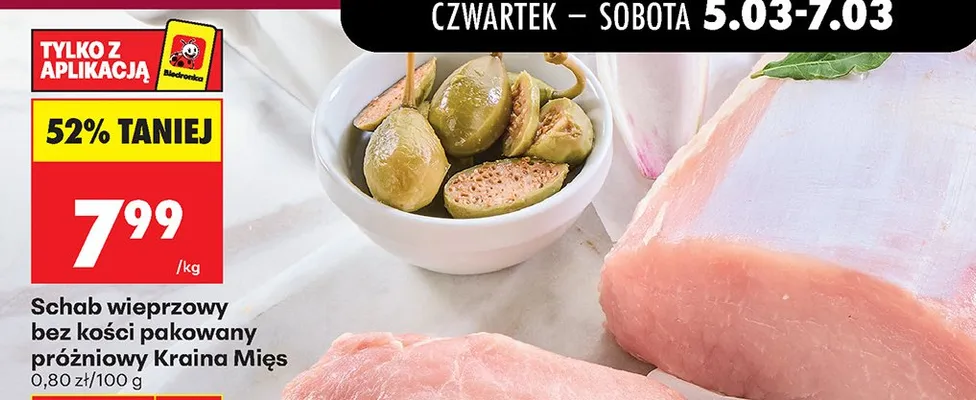 Schab wieprzowy bez kości pakowany próżniowo promocja w Biedronka