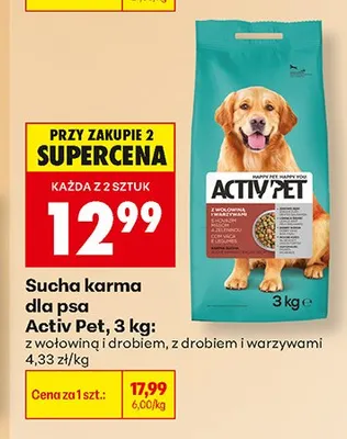 Sucha karma dla psa Activ Pet promocja w Biedronka