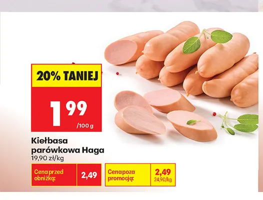 Kiełbasa parówkowa Haga promocja w Biedronka