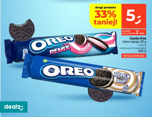 Ciastka Oreo Remix Tiramisu & Vanilla promocja w Dealz