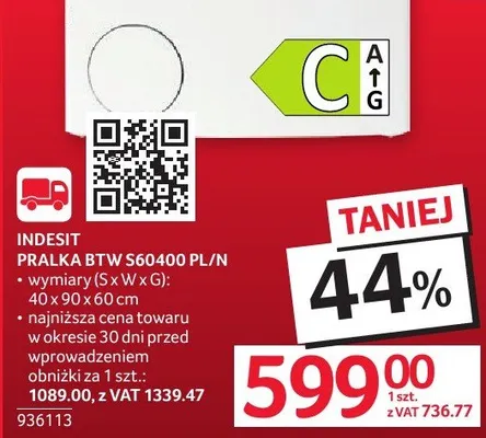 Pralka BTW S60400 PL/N promocja w Selgros