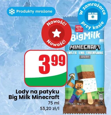 Lody na patyku Big Milk Minecraft promocja w Dino