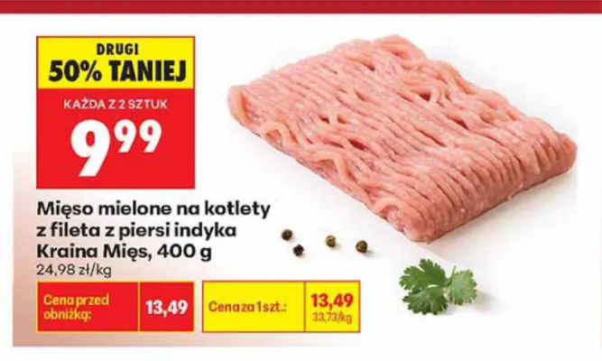 Mięso mielone na kotlety z fileta z piersi indyka Kraina Mięs promocja w Biedronka