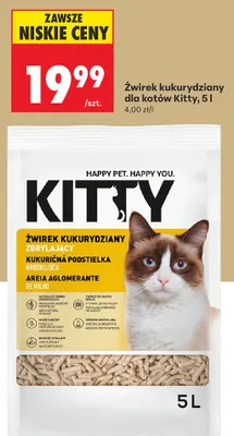 Żwirek kukurydziany dla kotów Kitty 5l promocja w Biedronka