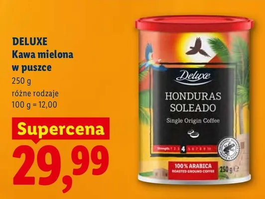 Kawa mielona w puszce Deluxe promocja w Lidl