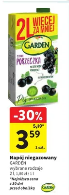 Napój niegazowany czarna porzeczka Garden promocja w Intermarche