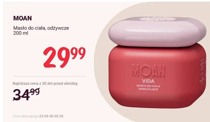 Masło do ciała odżywcze Moan Vida promocja w Rossmann