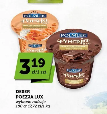 Deser czekoladowy z bitą śmietanką Poezja Lux Polmlek promocja w Euro Sklep