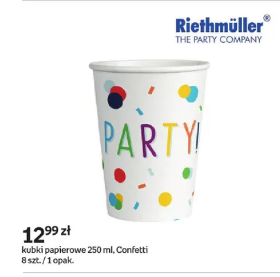 Kubki papierowe 250 ml Confetti Riethmüller promocja w Empik