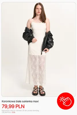 Sukienka maxi koronkowa biała Cropp promocja w Cropp